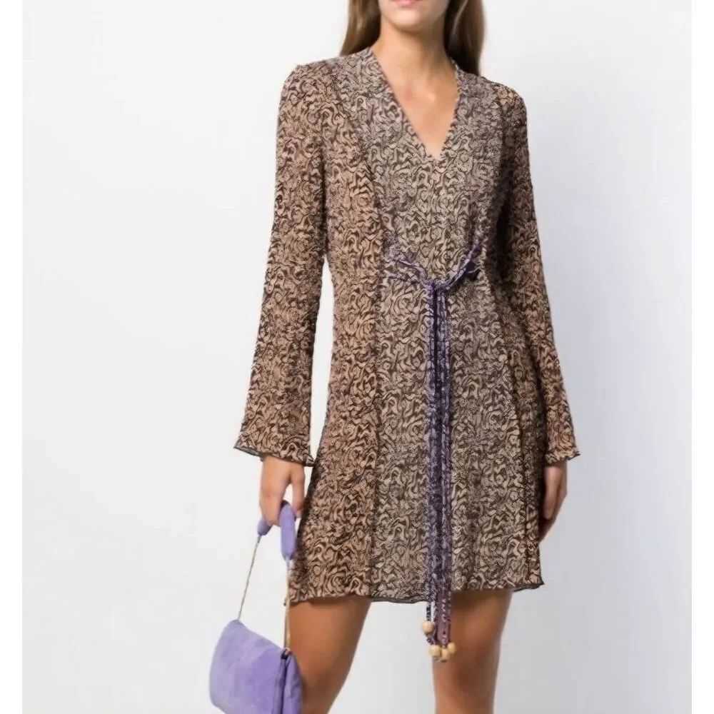 NANUSHKA SUKI ANIMAL PATCHWORK MINI DRESS Sz Medium